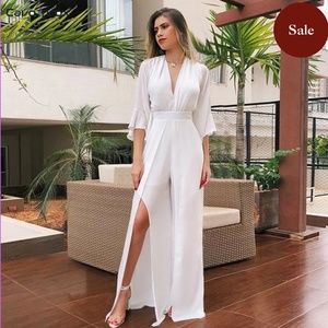 Deep V-Neck Chiffon Jumpsuit!